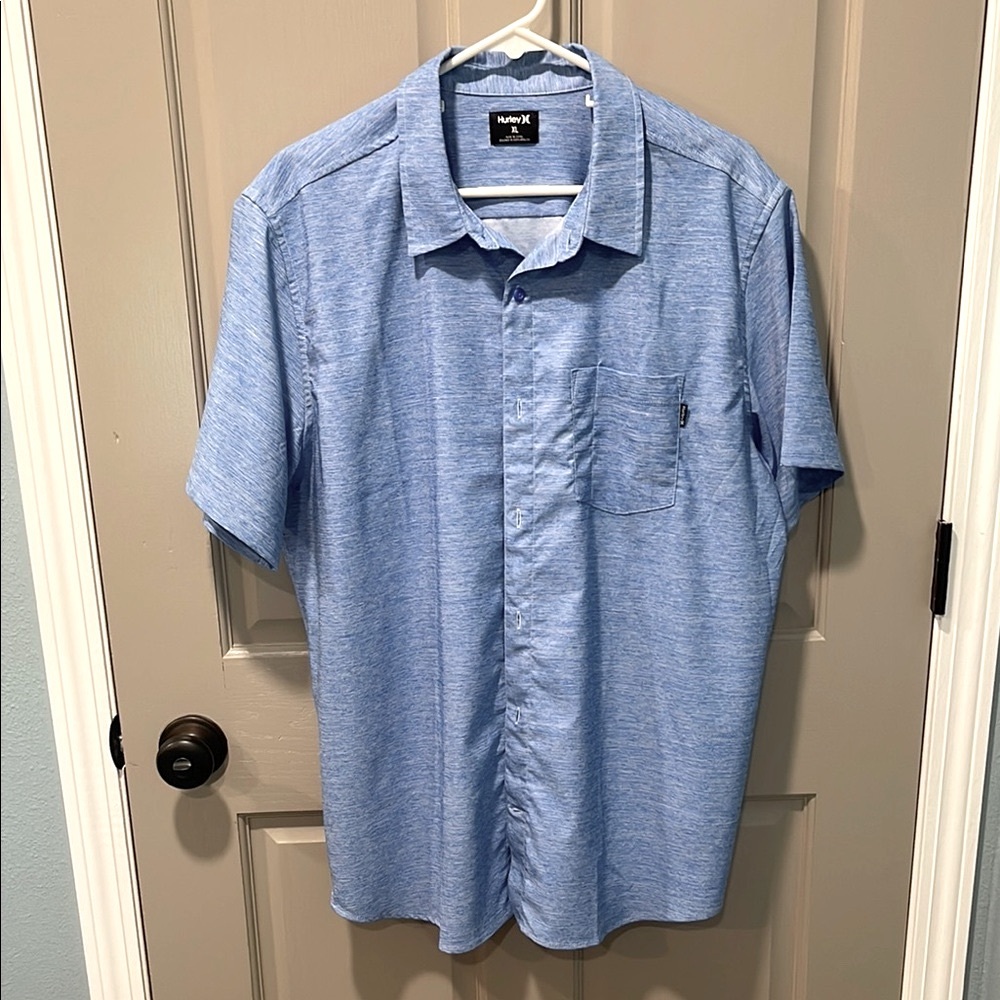 Hurley Blue Casual Button Down Shirt Short Sleeve
